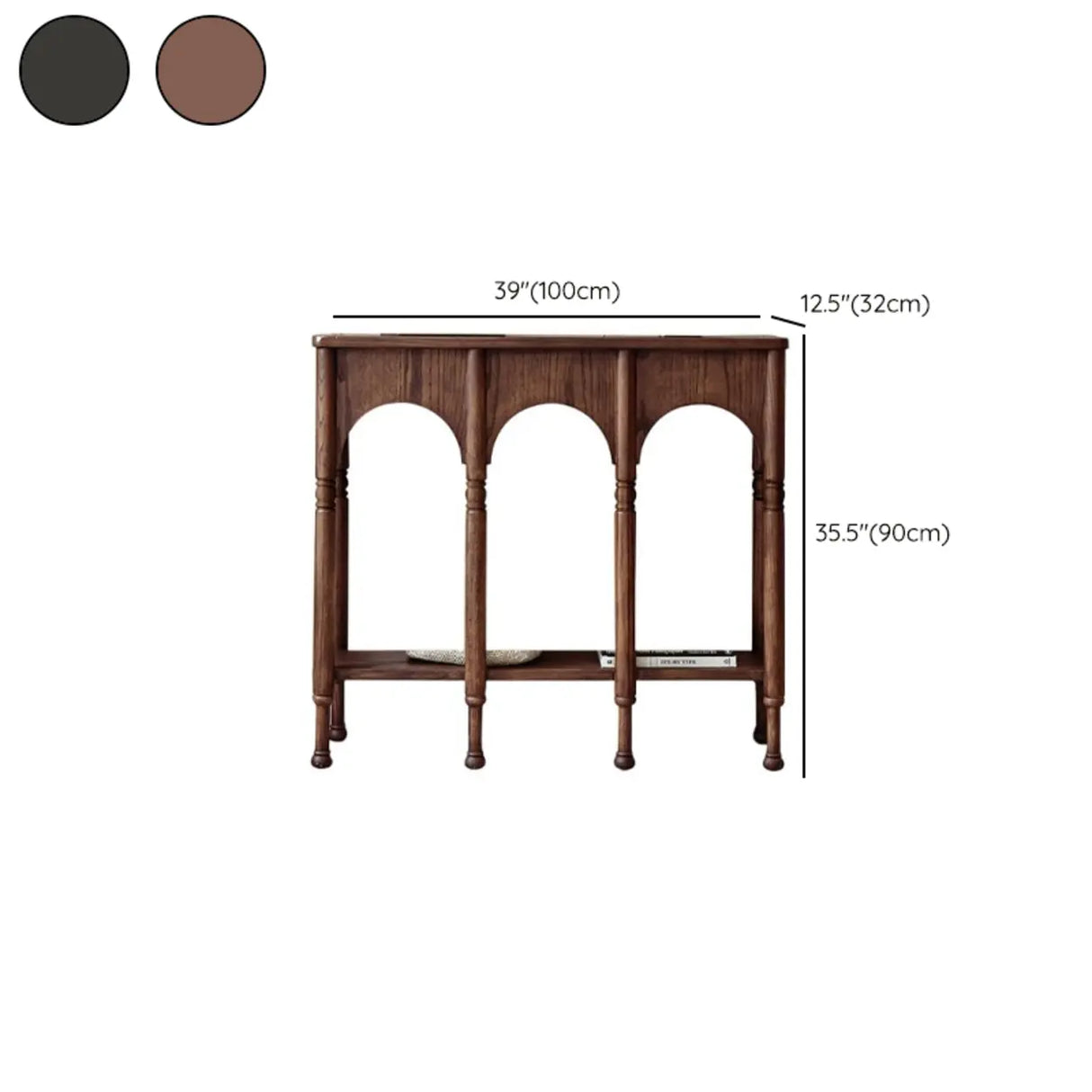 Versatile Rectangular Walnut Floor Shelf Console Table Image - 12
