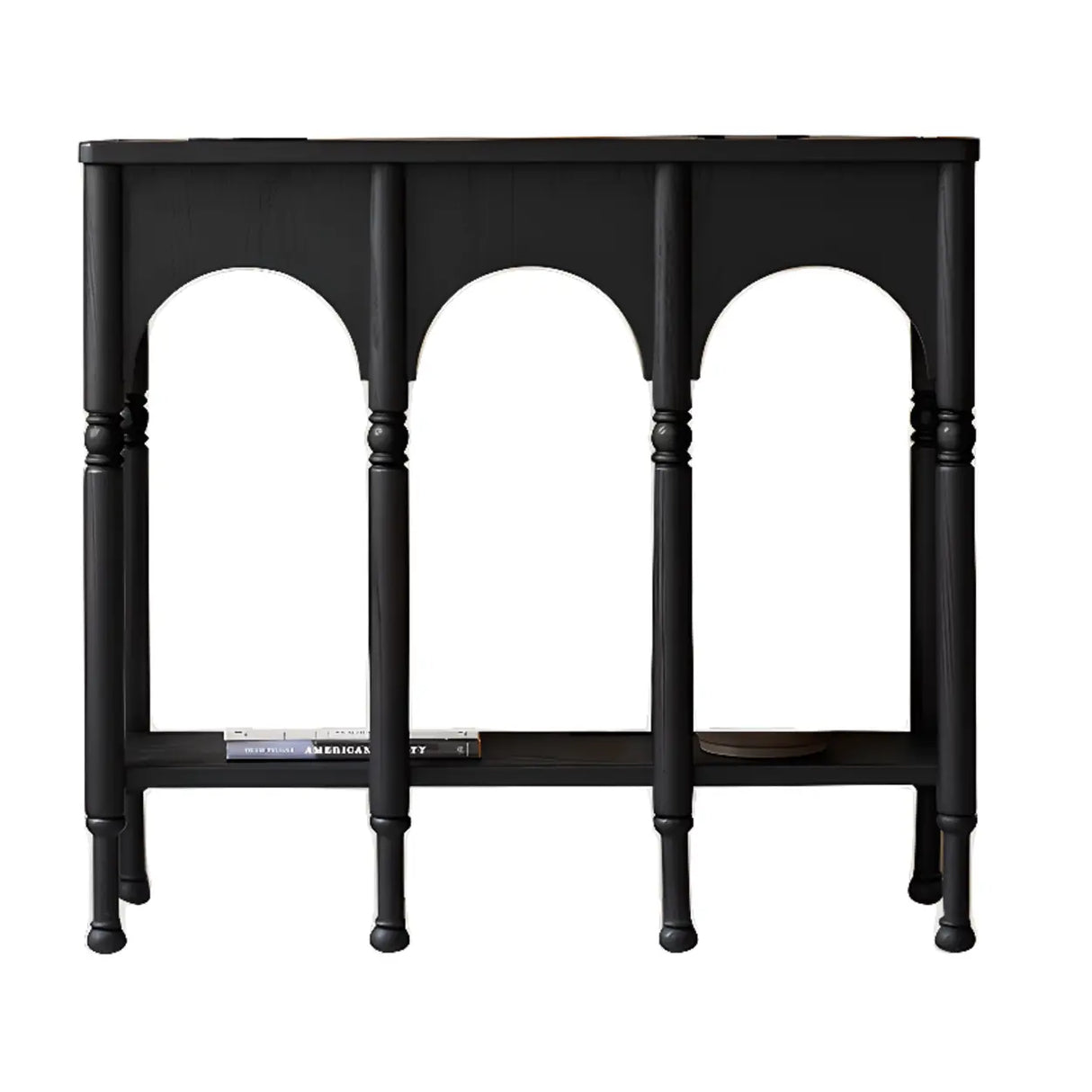 Versatile Rectangular Walnut Floor Shelf Console Table Image - 5