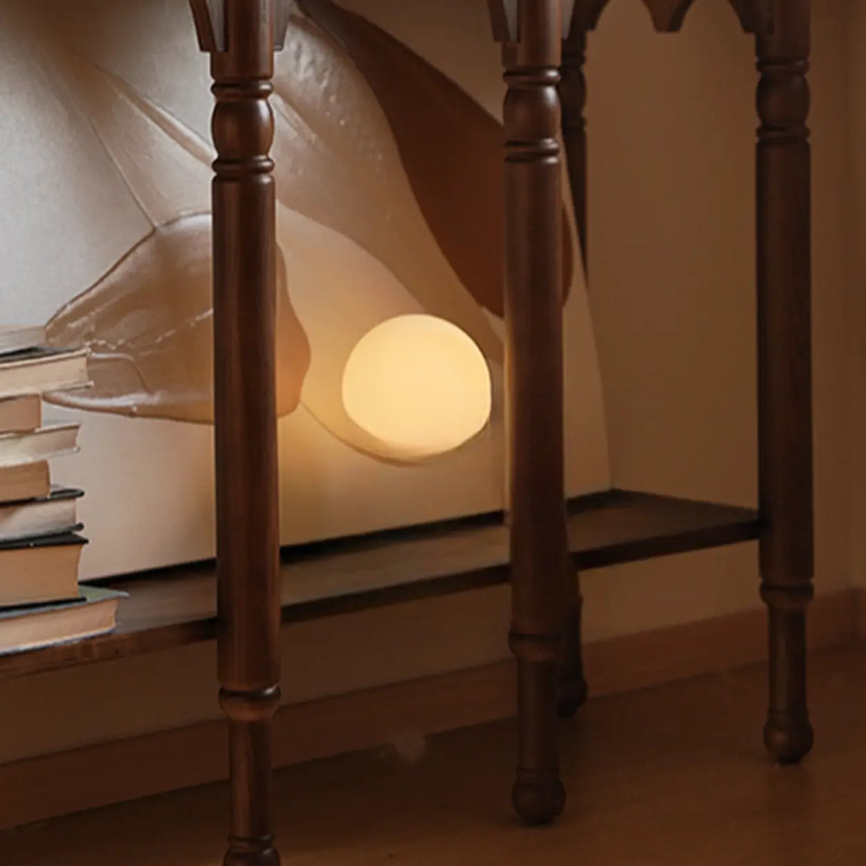 Versatile Rectangular Walnut Floor Shelf Console Table Image - 9