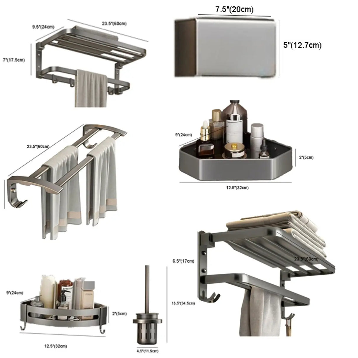 Versatile Storage Rack Towel Shelf Bathroom Hardware Set