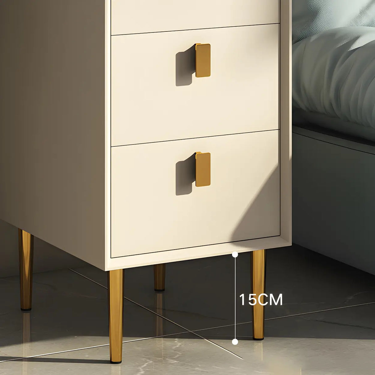 Vertical Glam Beige Pine Wood Dresser for Bedroom Image - 11