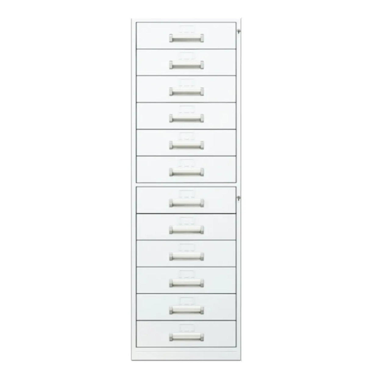 Vertical Grey Steel Filing Cabinet with Lock and Drawers Image - 12