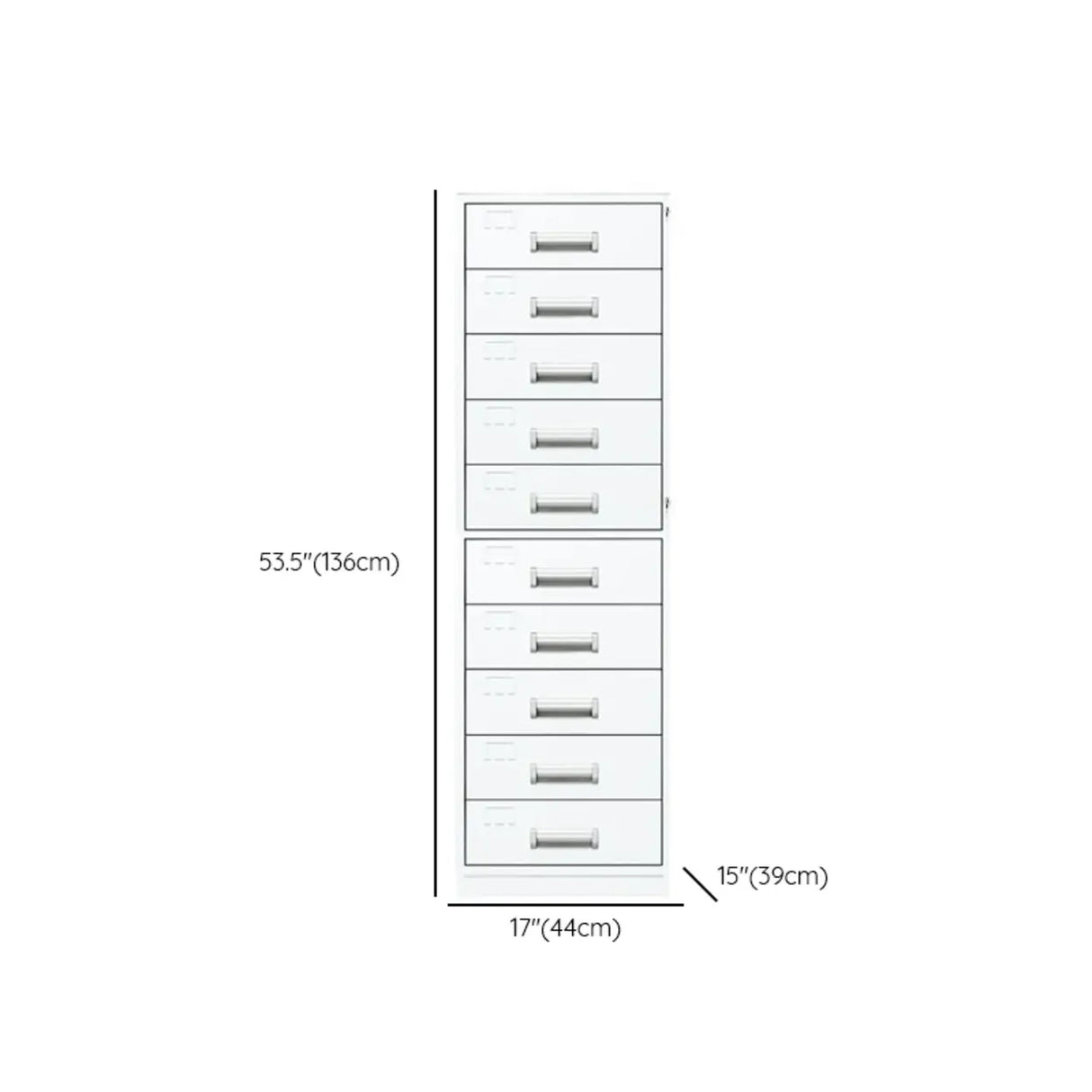 Vertical Grey Steel Filing Cabinet with Lock and Drawers Image - 25