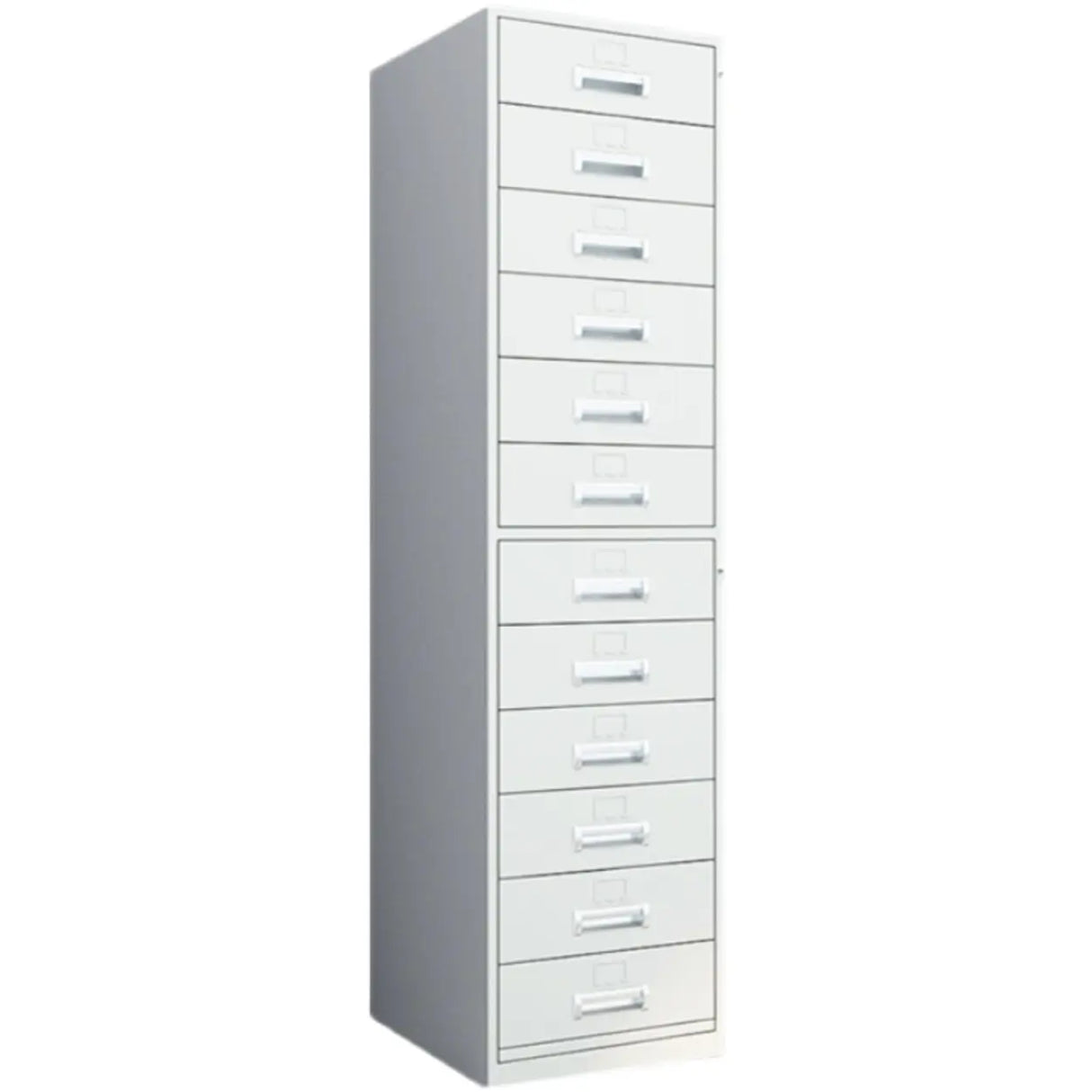 Vertical Grey Steel Filing Cabinet with Lock and Drawers Image - 8