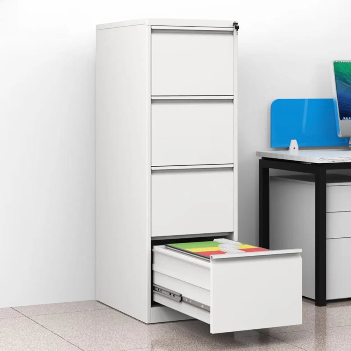 Vertical Metal White File Cabinet with Secure Storage Image - 1