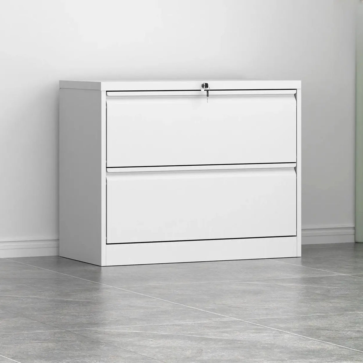 Vertical Metal White File Cabinet with Secure Storage Image - 26