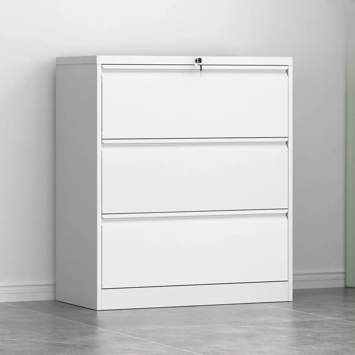 Vertical Metal White File Cabinet with Secure Storage Image - 27