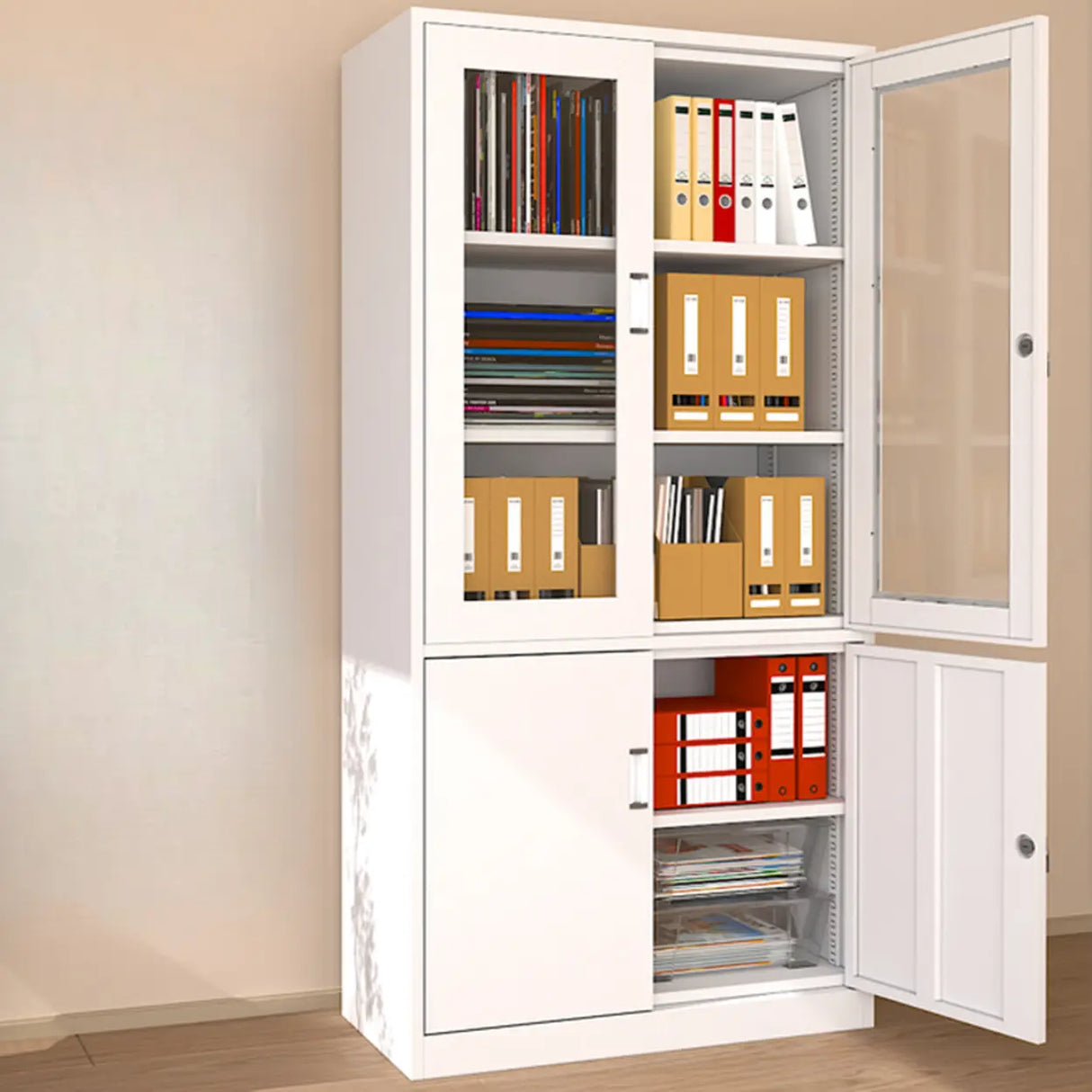 Vertical Metal White Filing Cabinet with Lockable Drawers Image - 13