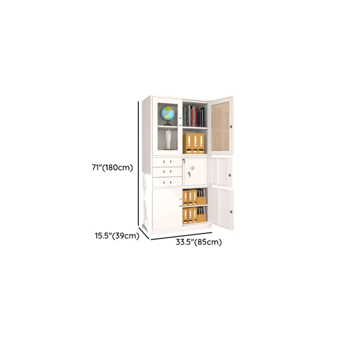 Vertical Metal White Filing Cabinet with Lockable Drawers Image - 22