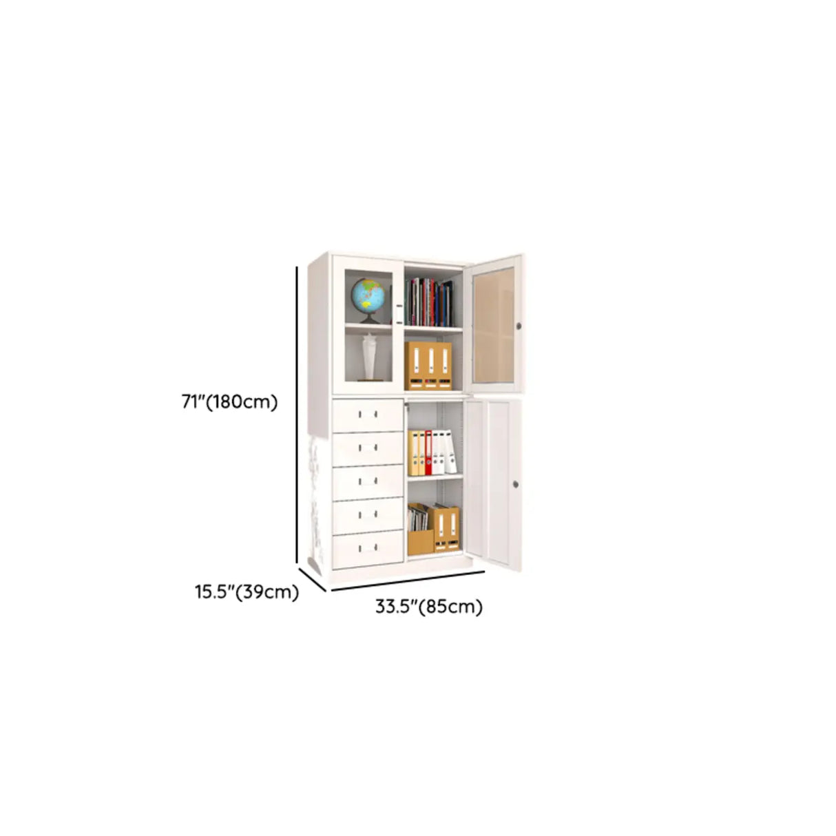 Vertical Metal White Filing Cabinet with Lockable Drawers Image - 23