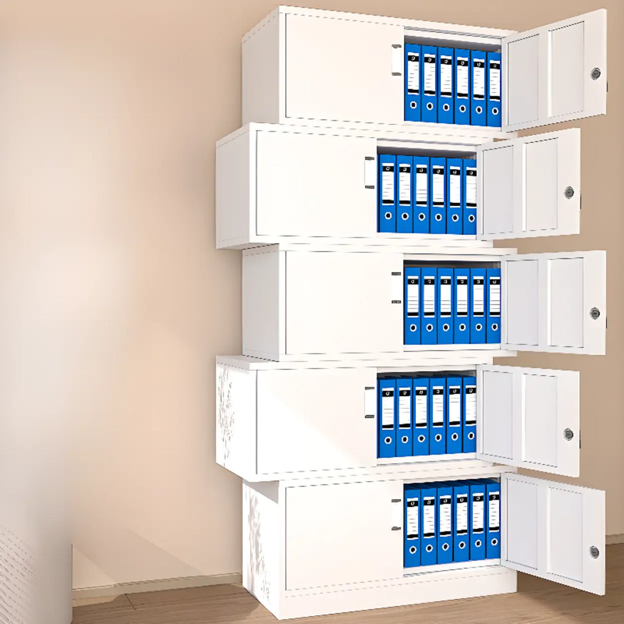 Vertical Metal White Filing Cabinet with Lockable Drawers Image - 7