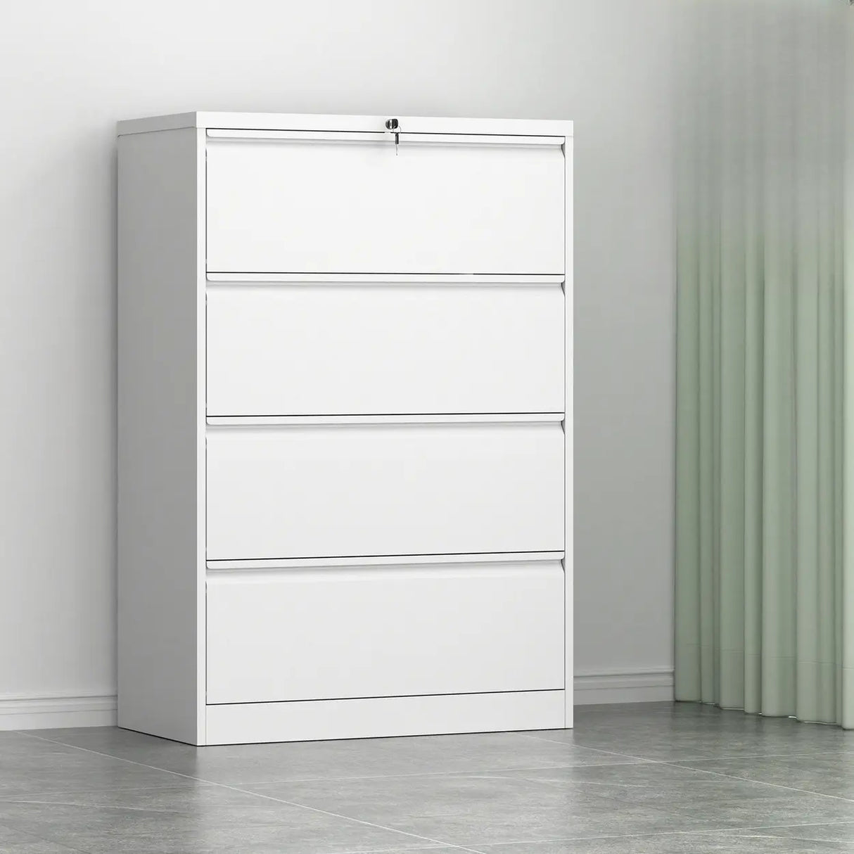 Vertical Metal White Storage Unit Lockable Filing Cabinet Image - 11