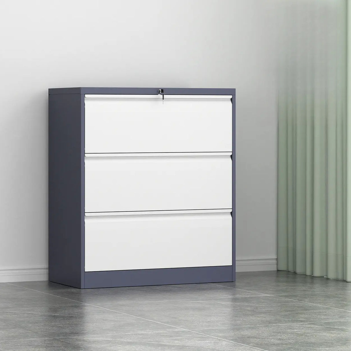 Vertical Metal White Storage Unit Lockable Filing Cabinet Image - 24