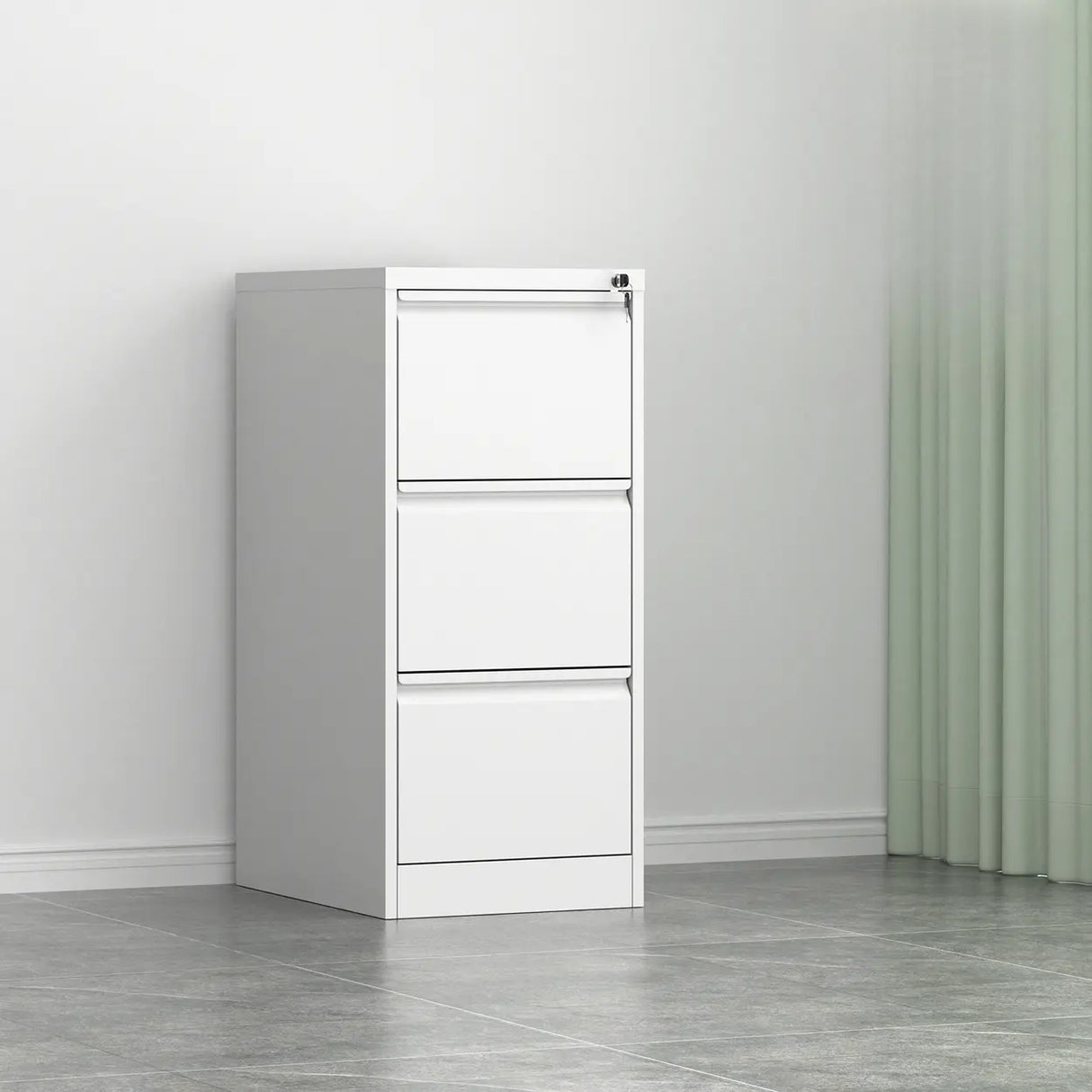 Vertical Metal White Storage Unit Lockable Filing Cabinet Image - 3