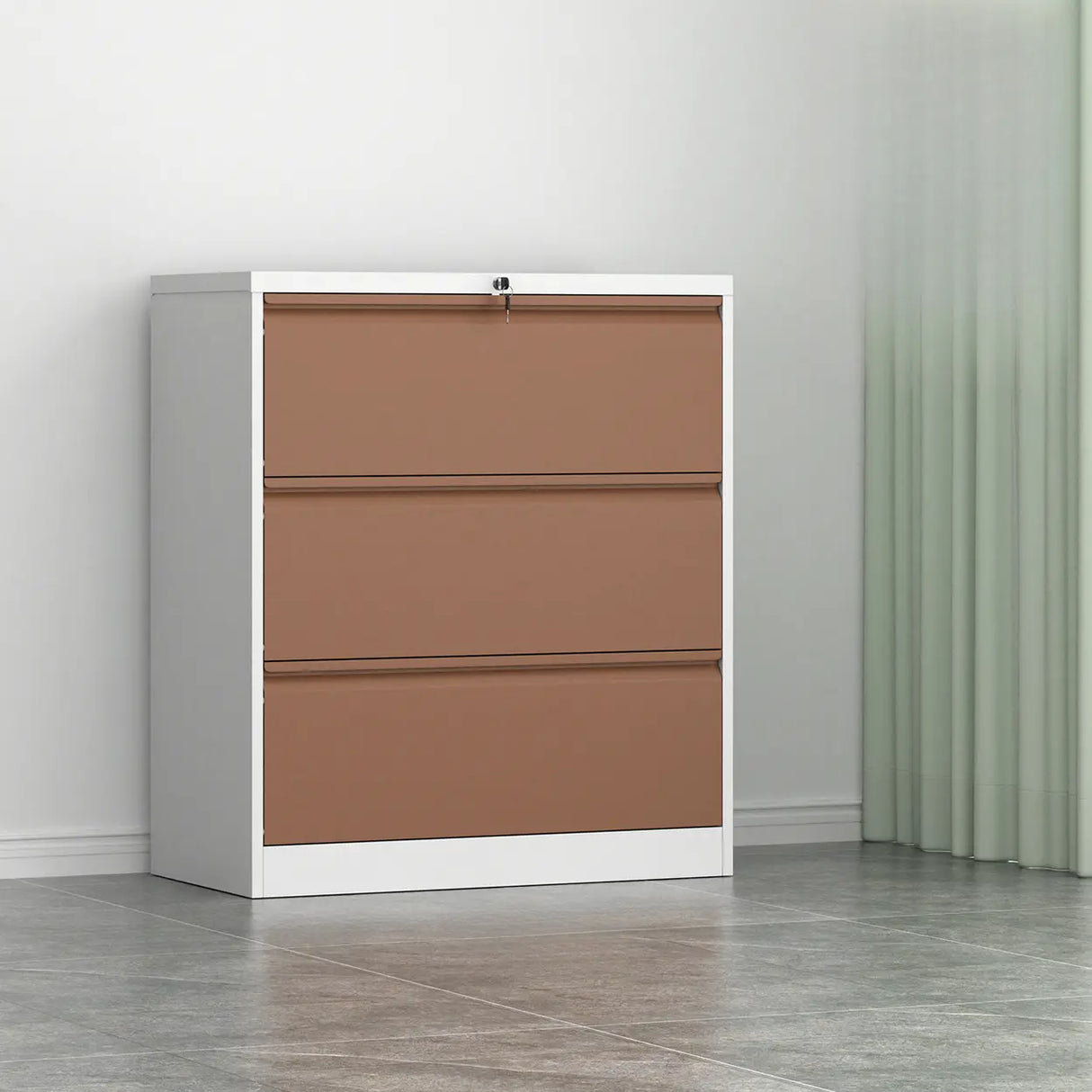 Vertical Metal White Storage Unit Lockable Filing Cabinet Image - 30