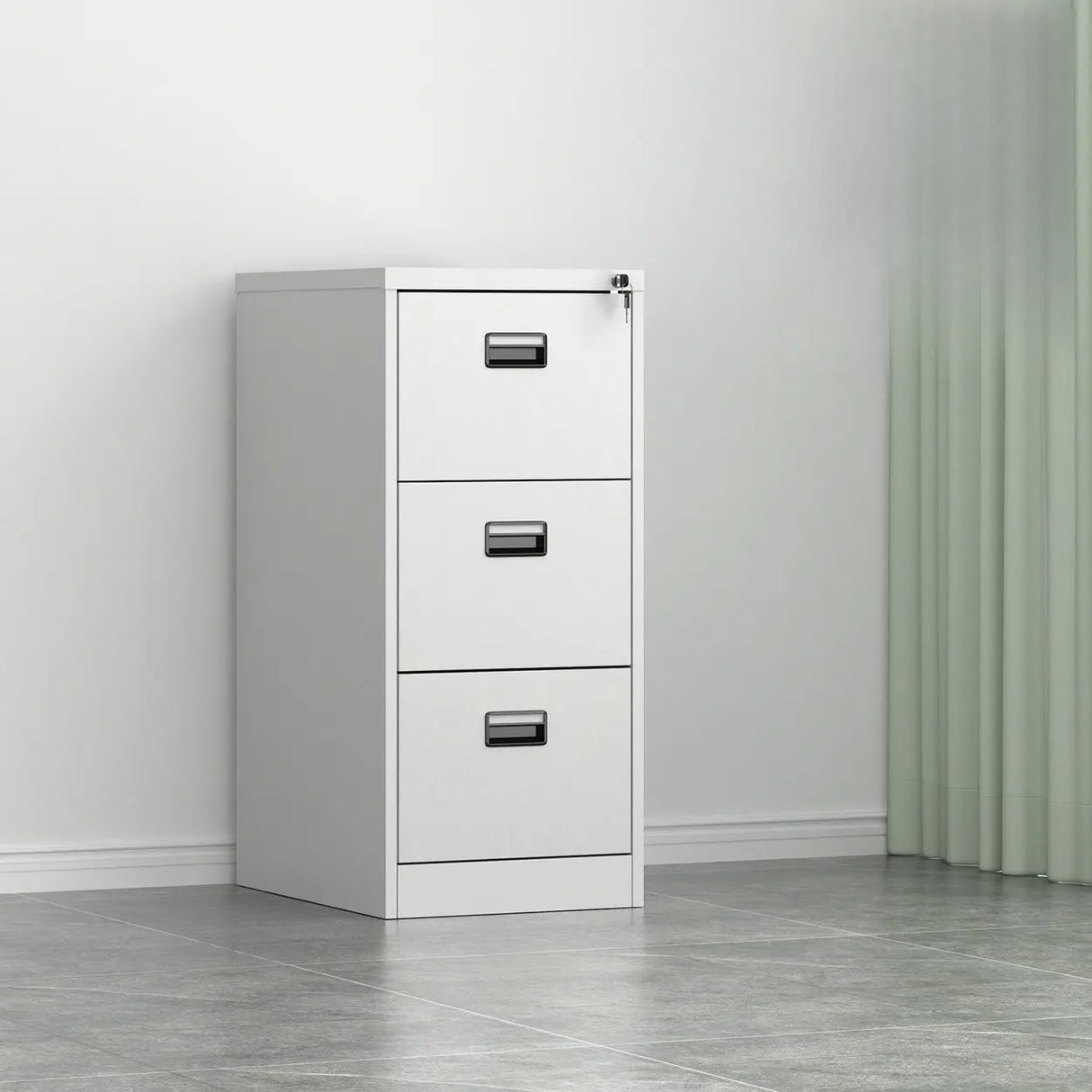 Vertical Metal White Storage Unit Lockable Filing Cabinet Image - 33