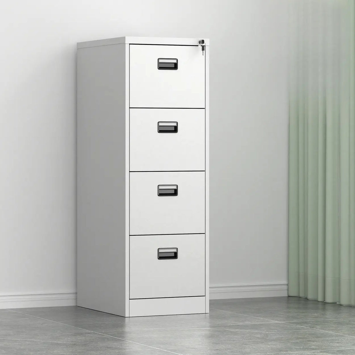 Vertical Metal White Storage Unit Lockable Filing Cabinet Image - 34