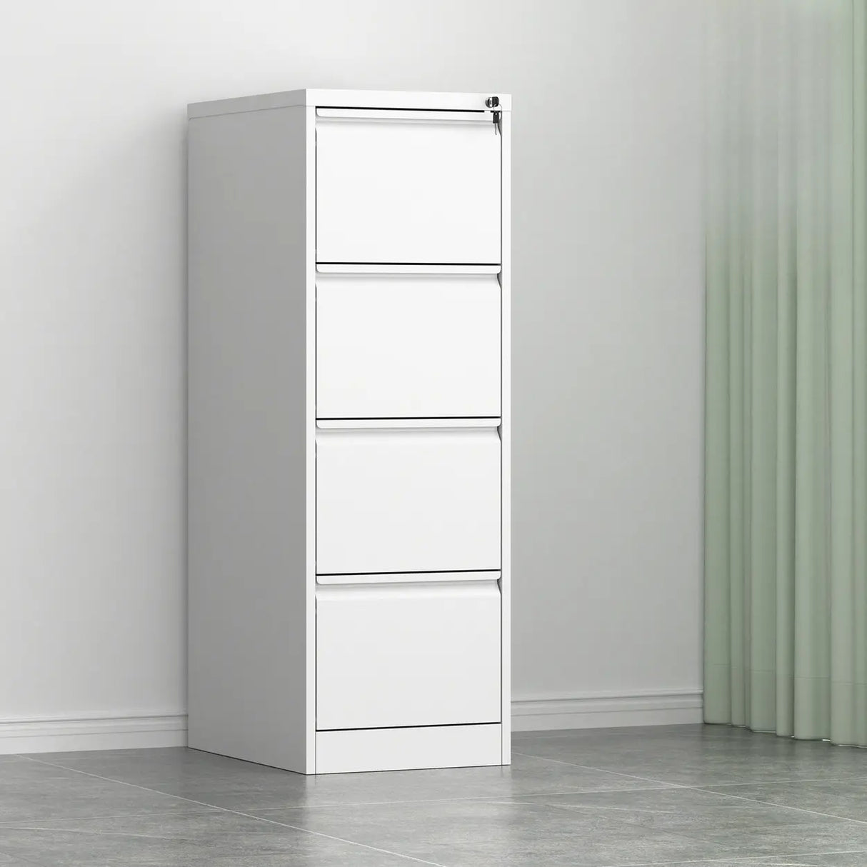 Vertical Metal White Storage Unit Lockable Filing Cabinet Image - 5