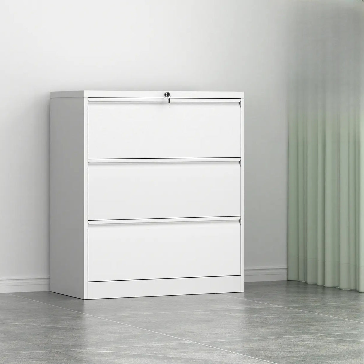 Vertical Metal White Storage Unit Lockable Filing Cabinet Image - 9