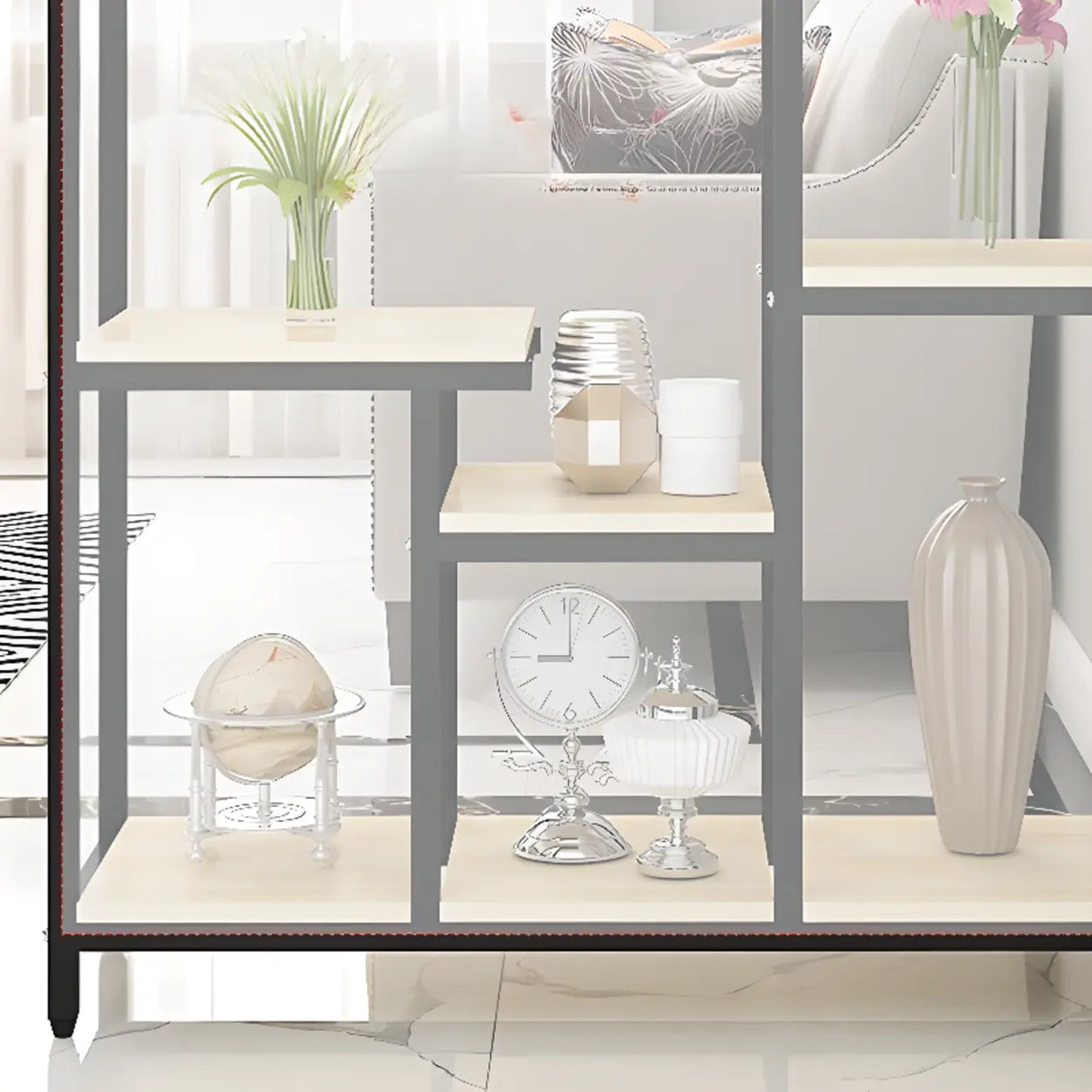 Vertical Modern Alloy Frame Open Etagere Bookshelf Image - 12