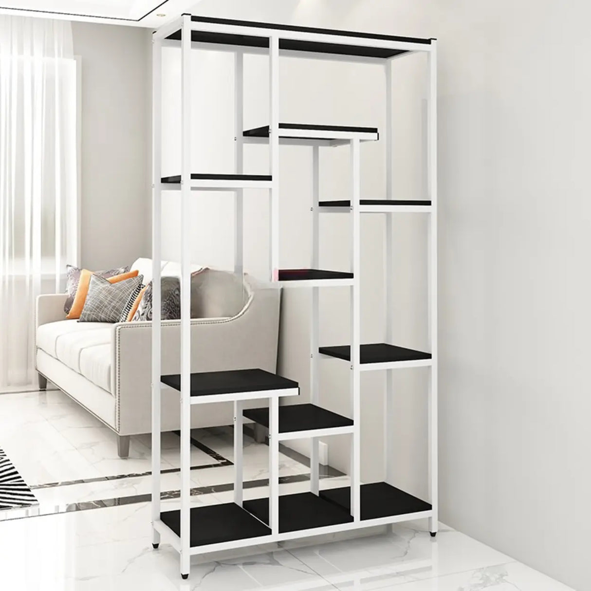 Vertical Modern Alloy Frame Open Etagere Bookshelf Image - 2