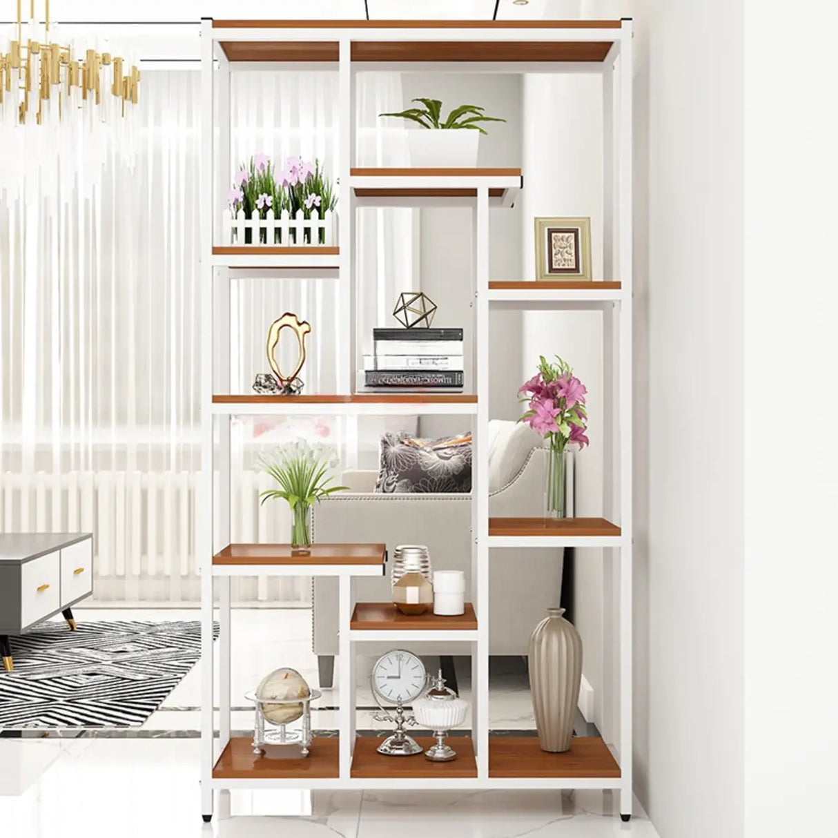 Vertical Modern Alloy Frame Open Etagere Bookshelf Image - 4