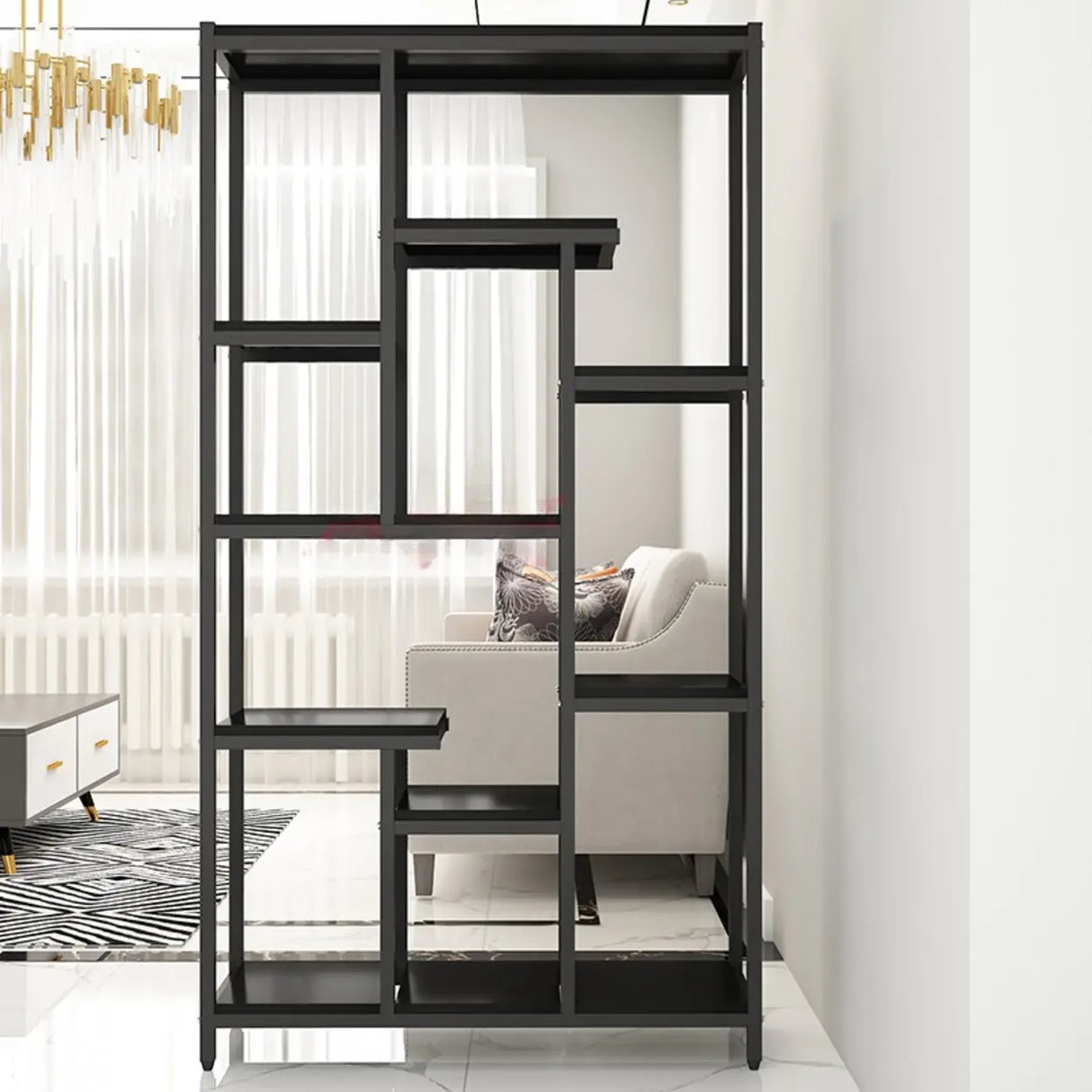 Vertical Modern Alloy Frame Open Etagere Bookshelf Image - 6