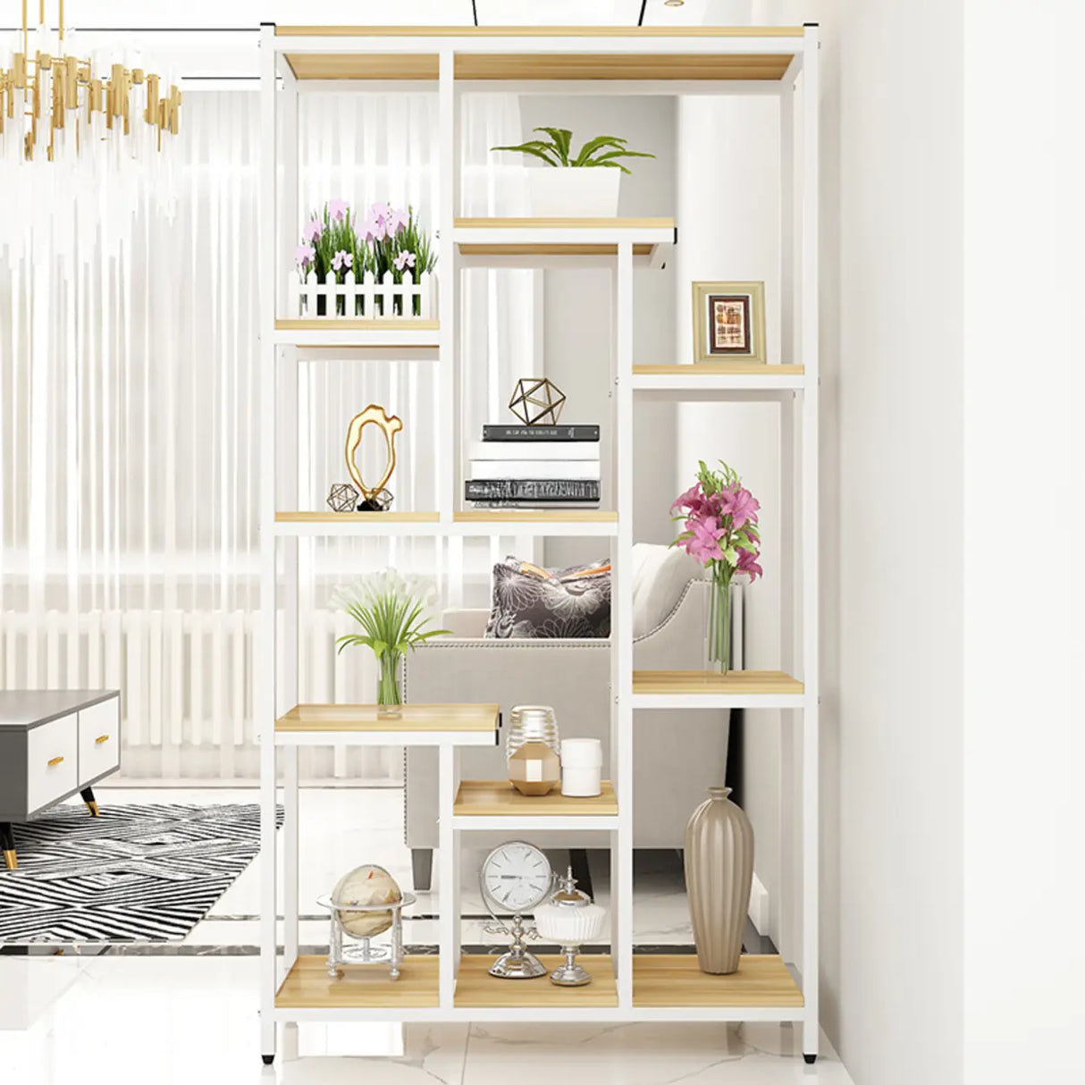 Vertical Modern Alloy Frame Open Etagere Bookshelf Image - 8