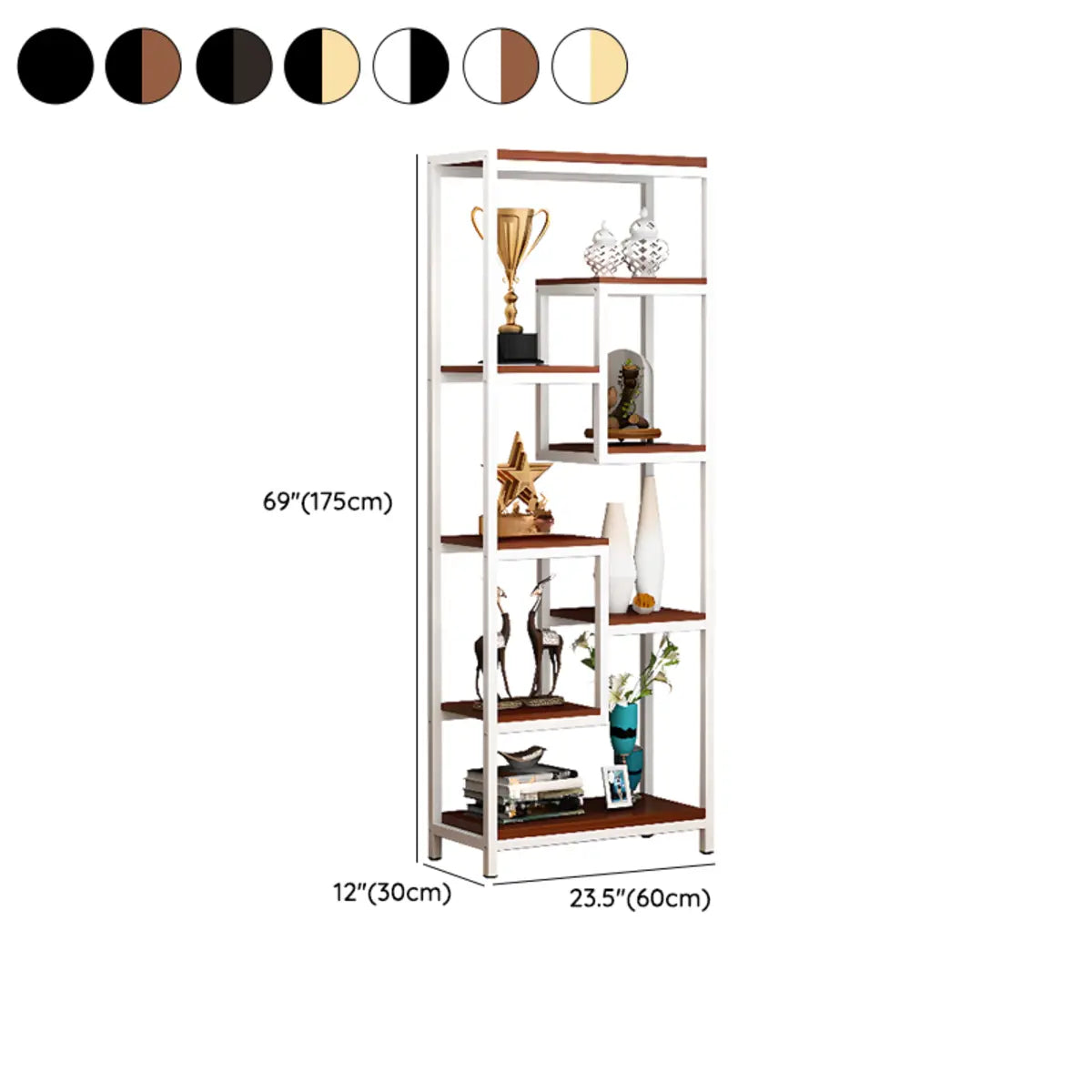 Vertical Modern Black Metal Frame Open Etagere Bookcase