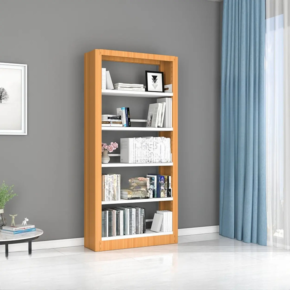 Vertical Modern Cube Steel Open Back Storage Bookshelf Image - 1