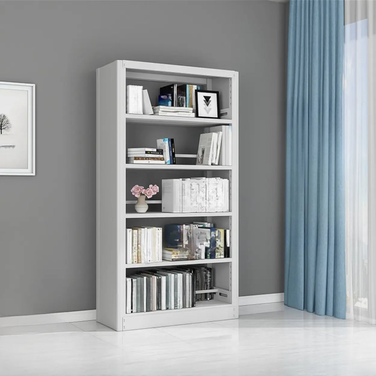Vertical Modern Cube Steel Open Back Storage Bookshelf Image - 10