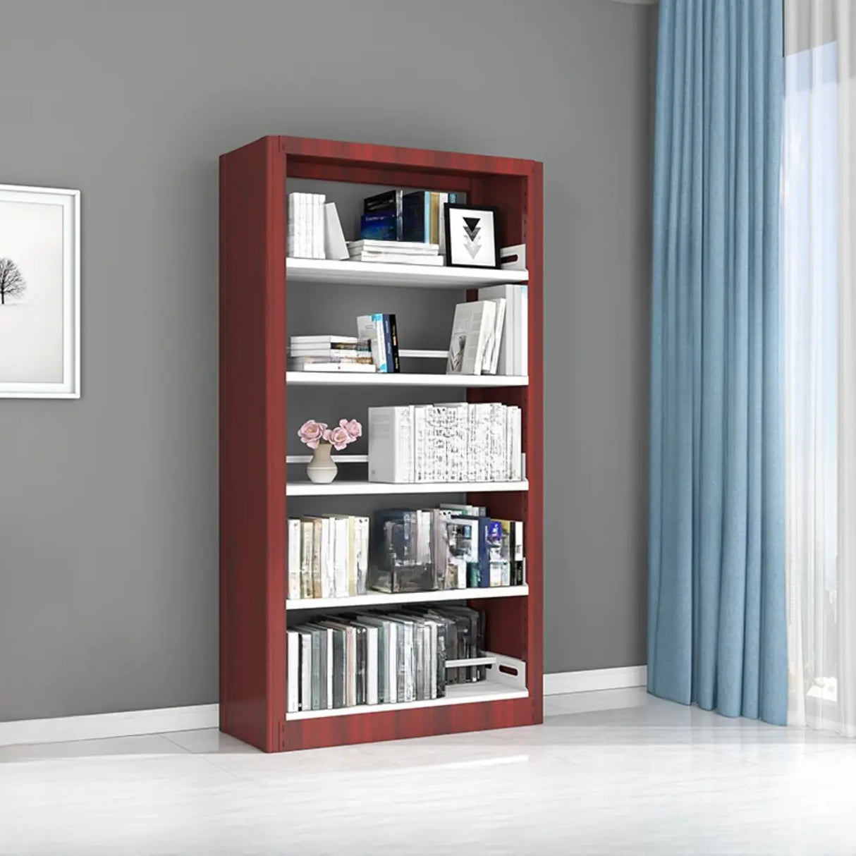 Vertical Modern Cube Steel Open Back Storage Bookshelf Image - 12