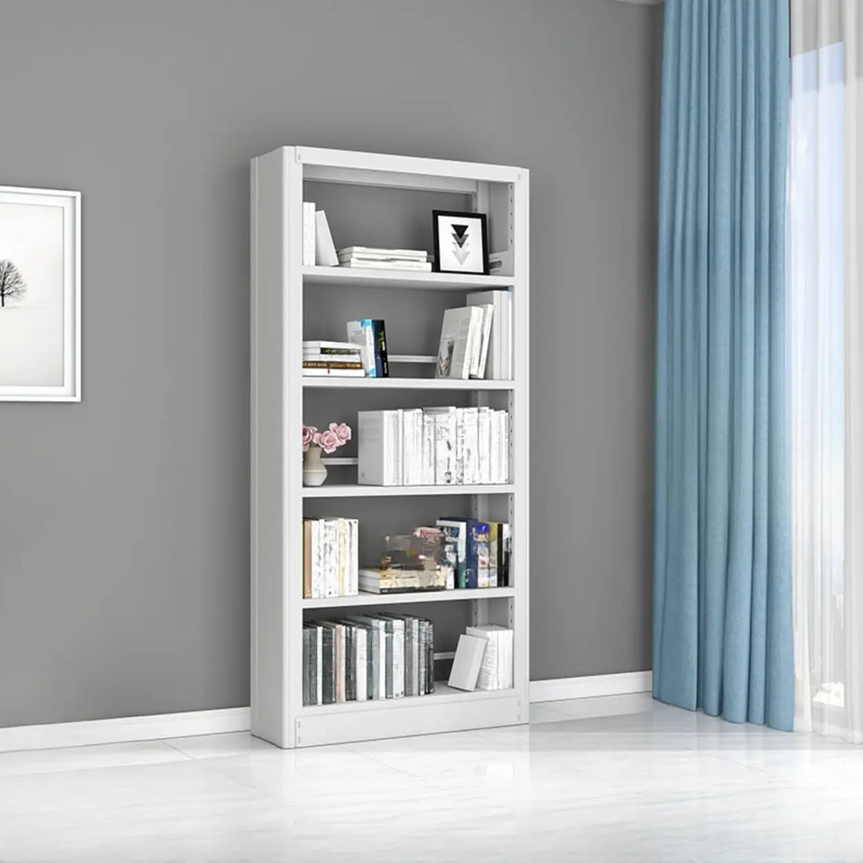 Vertical Modern Cube Steel Open Back Storage Bookshelf Image - 14