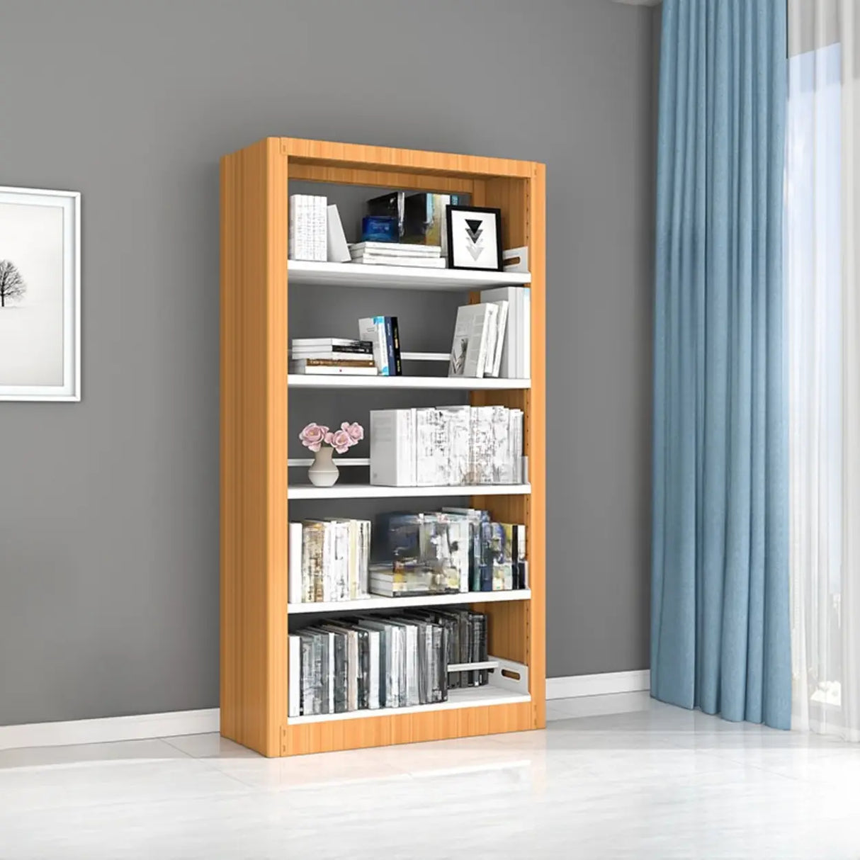 Vertical Modern Cube Steel Open Back Storage Bookshelf Image - 18
