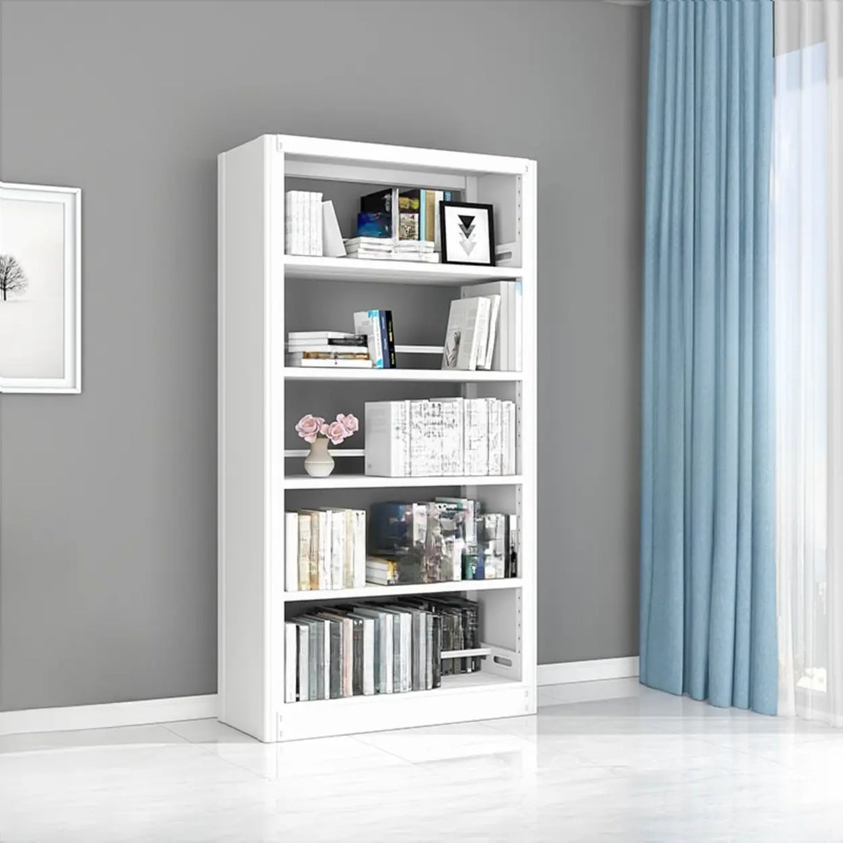 Vertical Modern Cube Steel Open Back Storage Bookshelf Image - 3