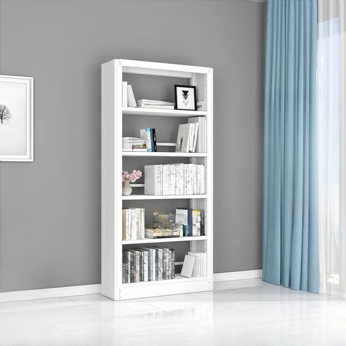 Vertical Modern Cube Steel Open Back Storage Bookshelf Image - 4