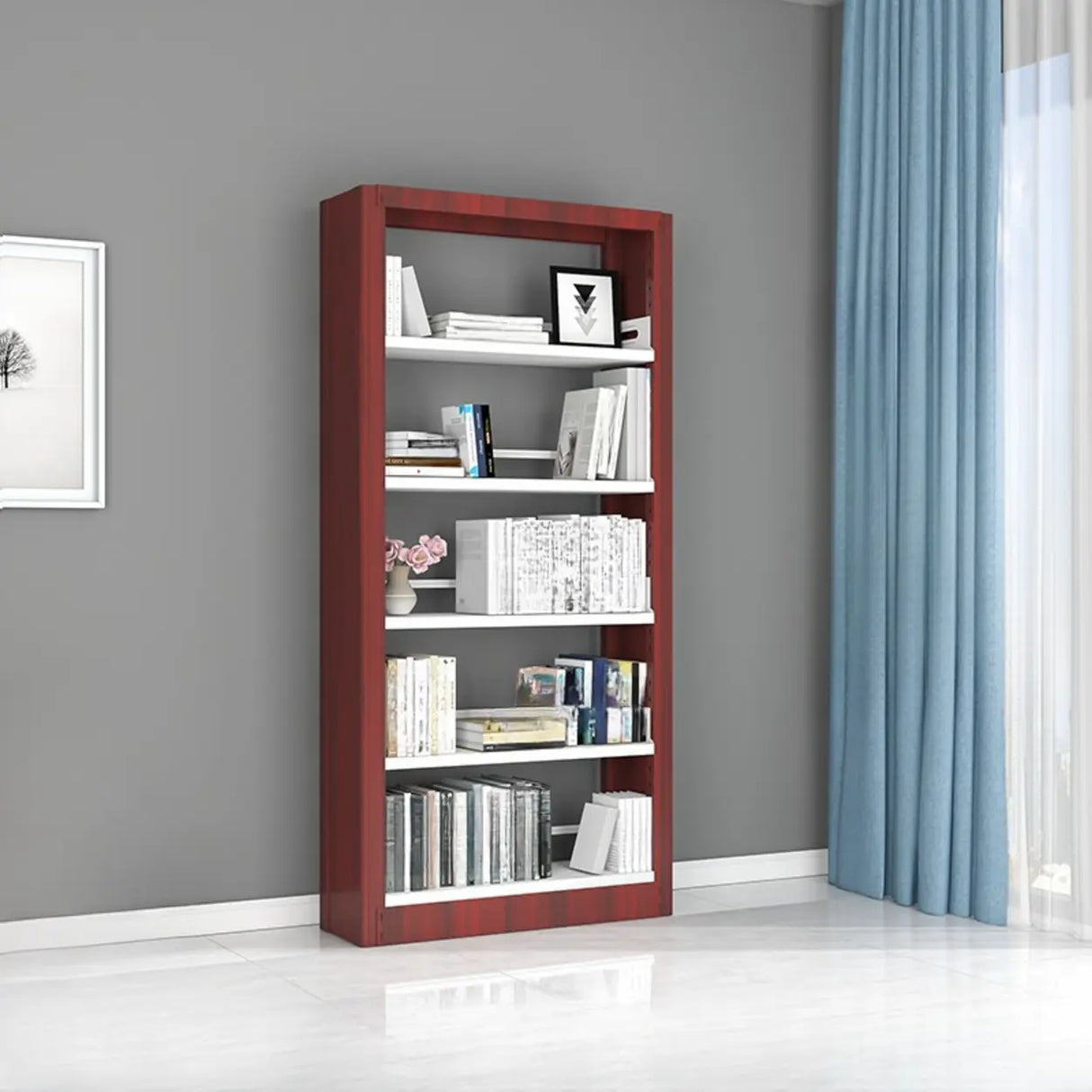 Vertical Modern Cube Steel Open Back Storage Bookshelf Image - 9