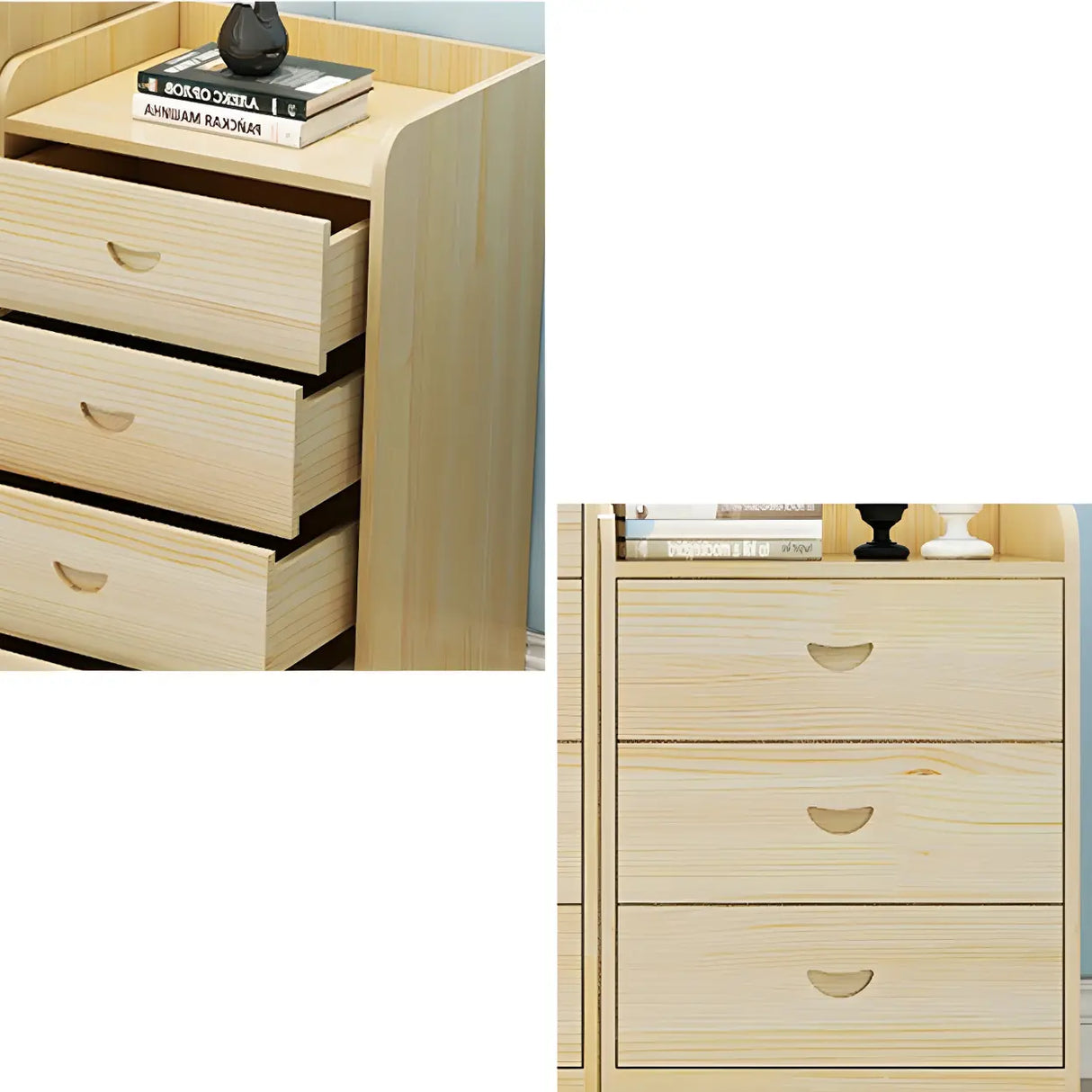 Vertical Natural Finish Wood Dresser for Drawers Image - 12
