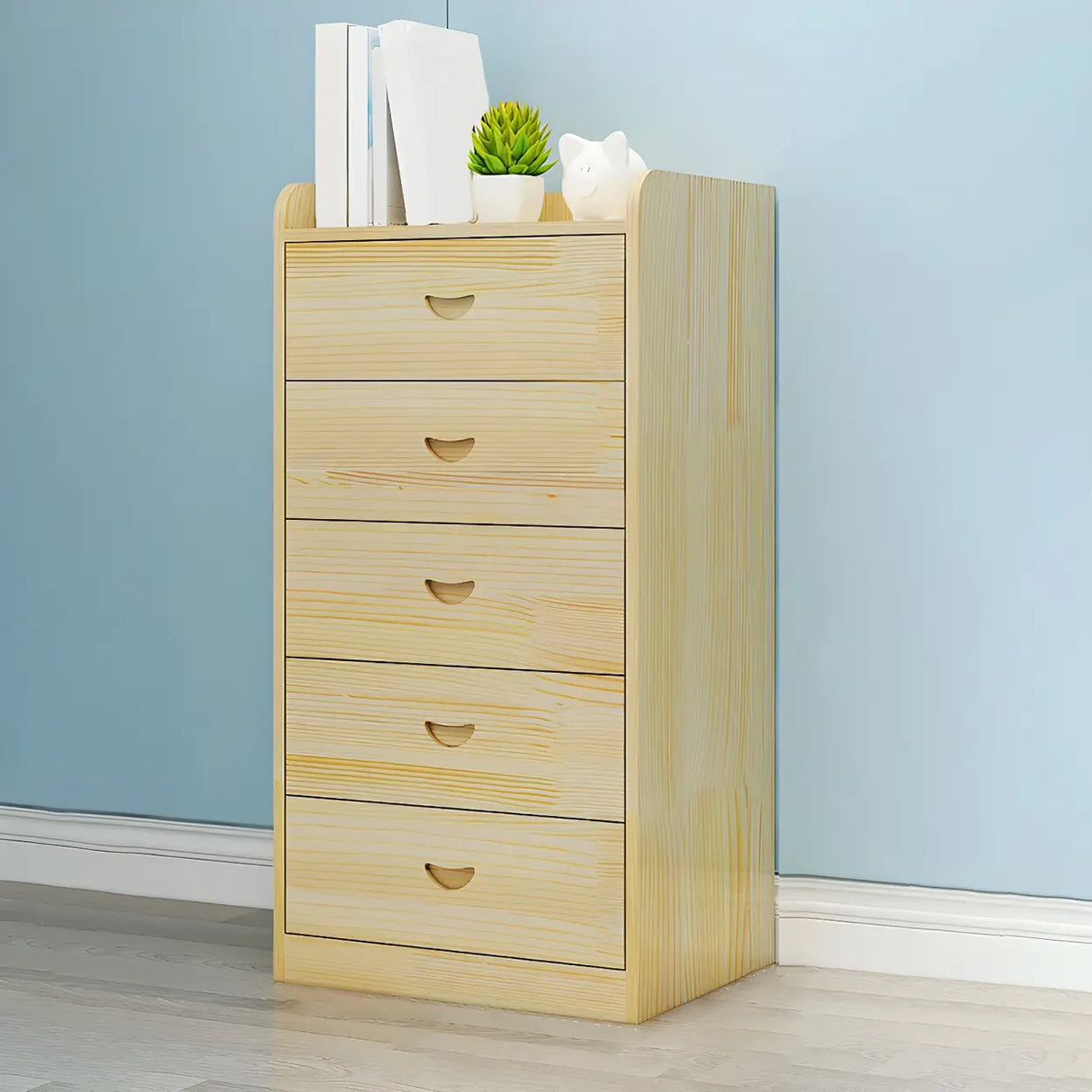 Vertical Natural Finish Wood Dresser for Drawers Image - 14