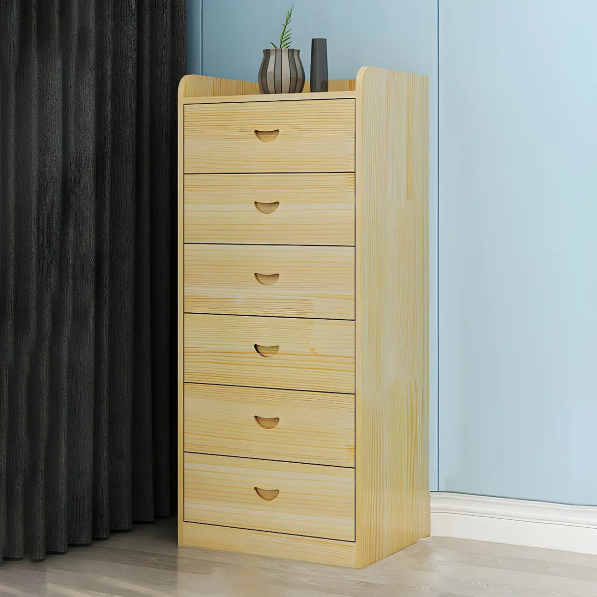 Vertical Natural Finish Wood Dresser for Drawers Image - 15
