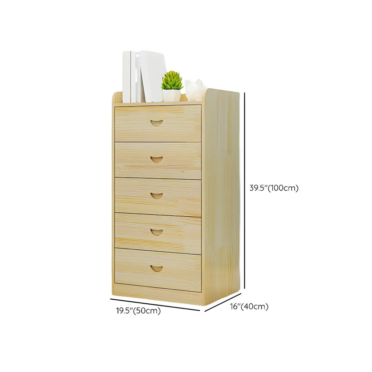 Vertical Natural Finish Wood Dresser for Drawers Image - 18