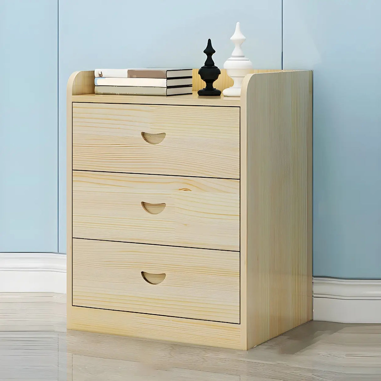 Vertical Natural Finish Wood Dresser for Drawers Image - 2