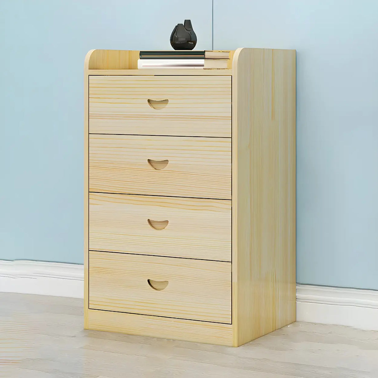Vertical Natural Finish Wood Dresser for Drawers Image - 3
