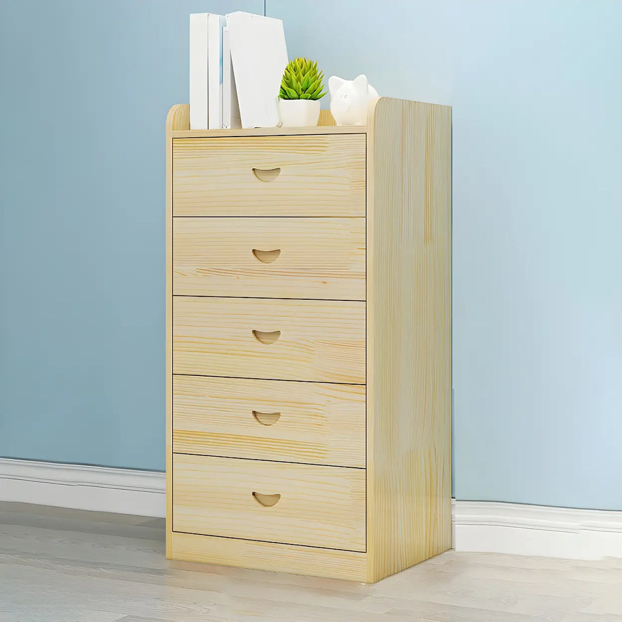 Vertical Natural Finish Wood Dresser for Drawers Image - 5