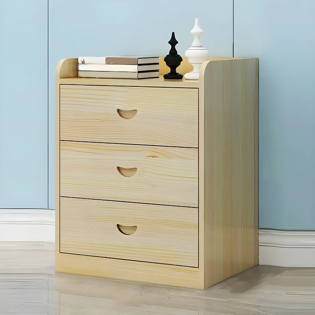 Vertical Natural Finish Wood Dresser for Drawers Image - 7