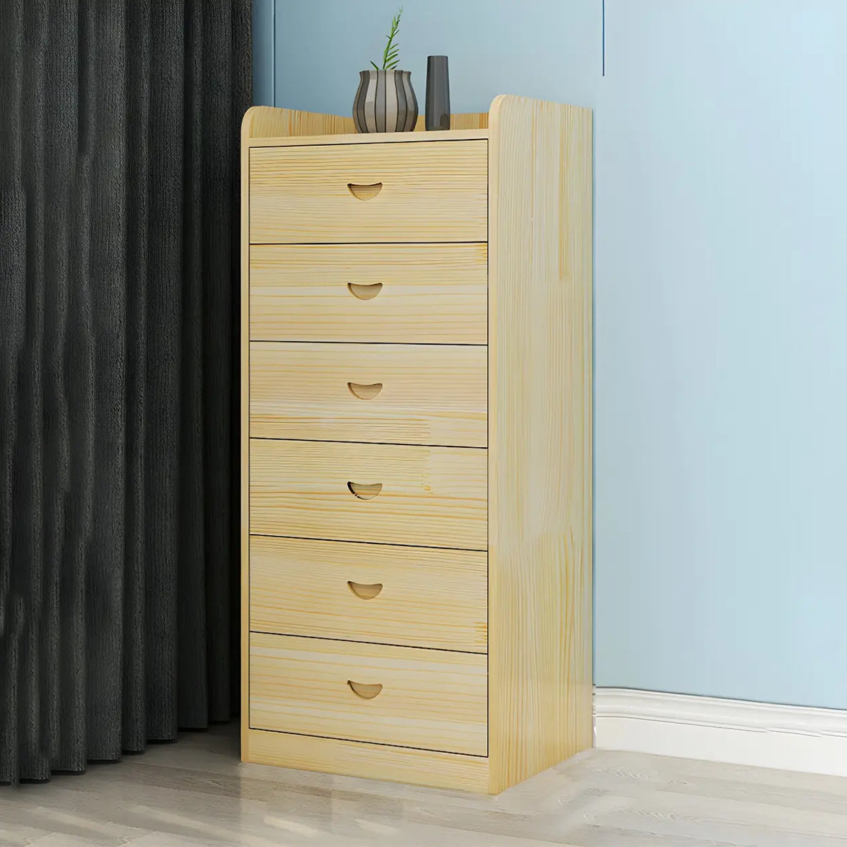 Vertical Natural Finish Wood Dresser for Drawers Image - 8