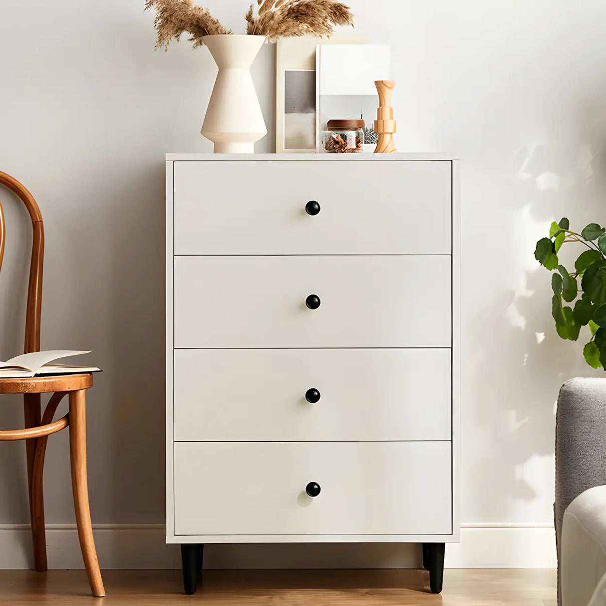 Vertical Natural Wood White Dresser for Drawers Image - 10