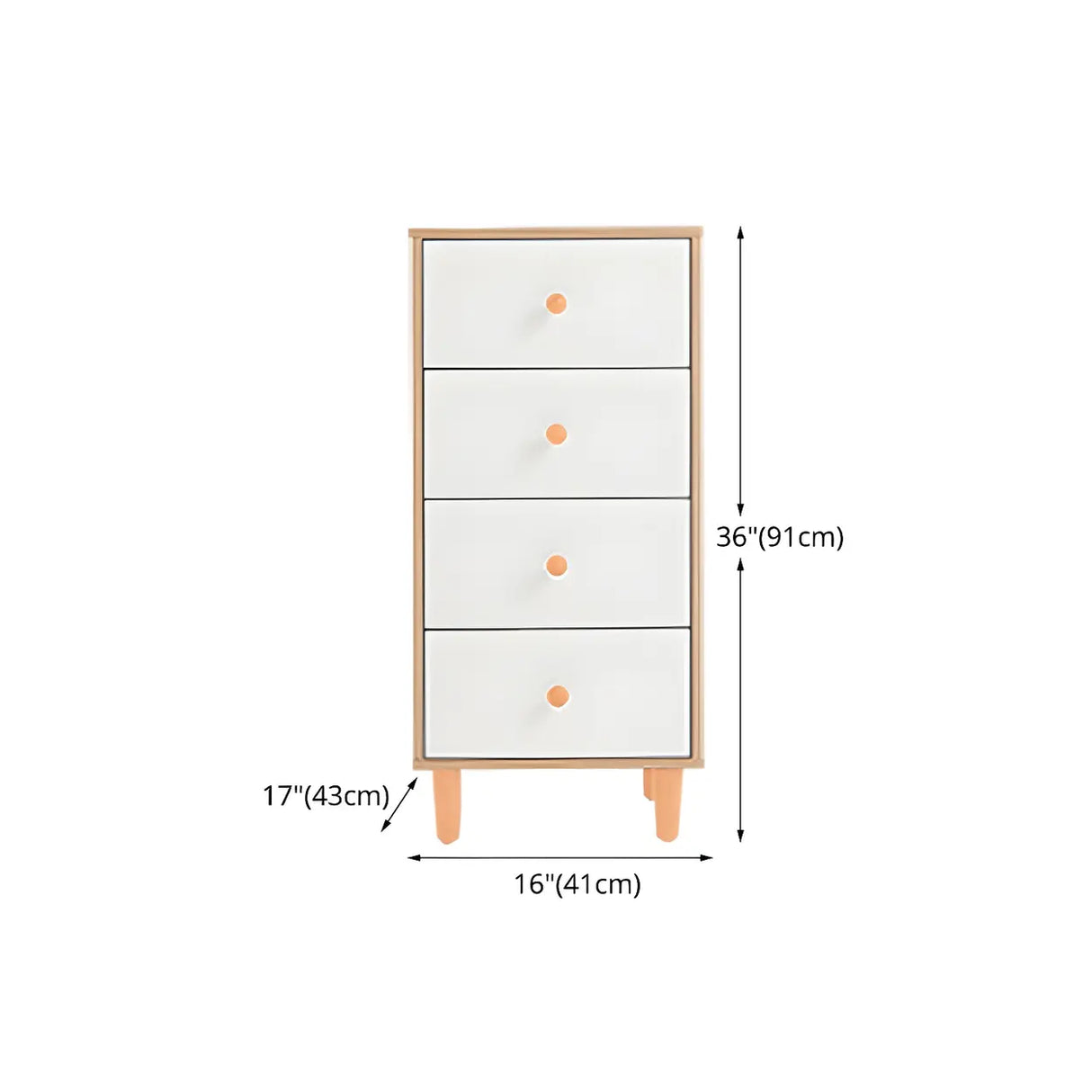 Vertical Natural Wood White Dresser for Drawers