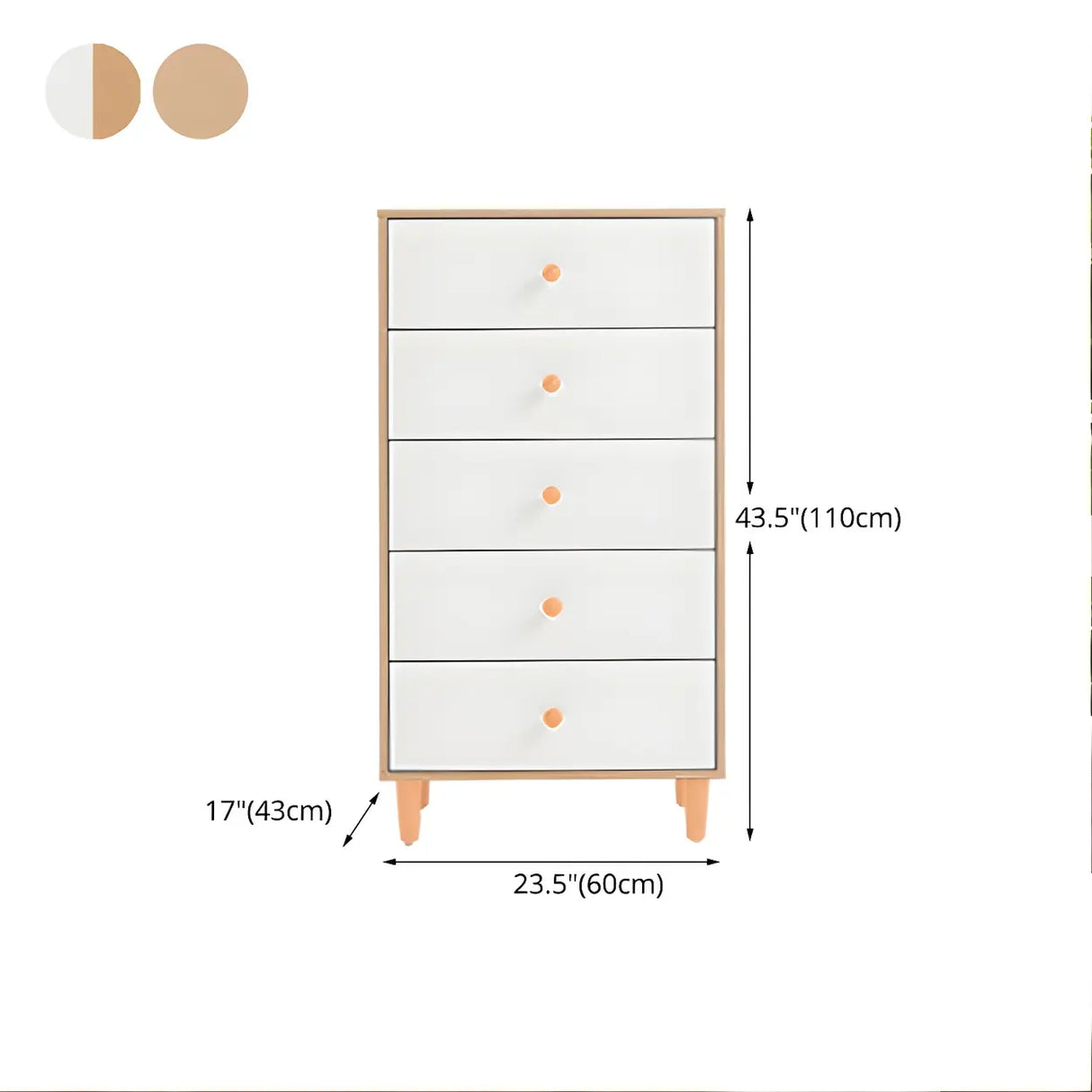 Vertical Natural Wood White Dresser for Drawers Image - 23