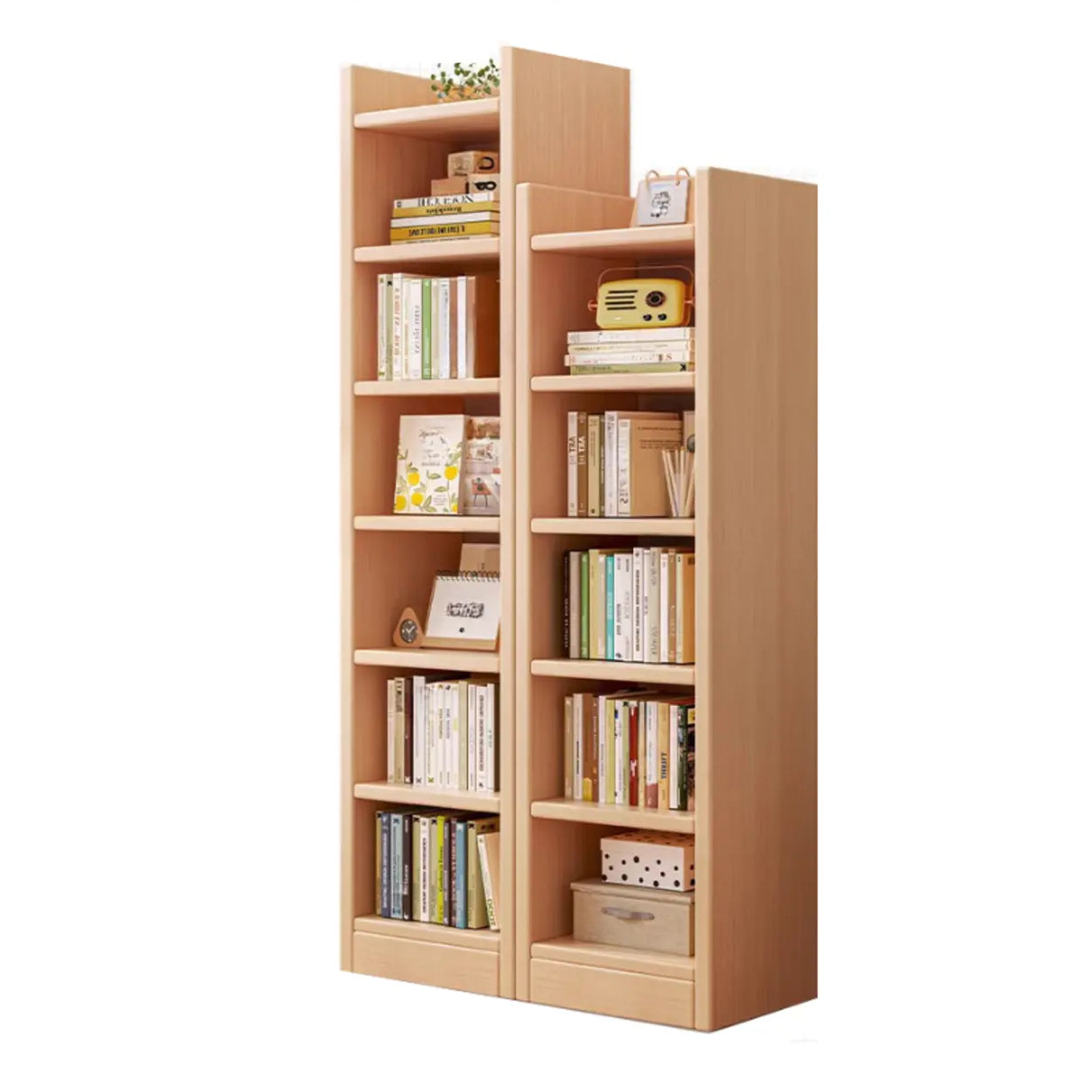Vertical Simple 6-Shelf Wood Narrow Bookcase Brown Image - 10